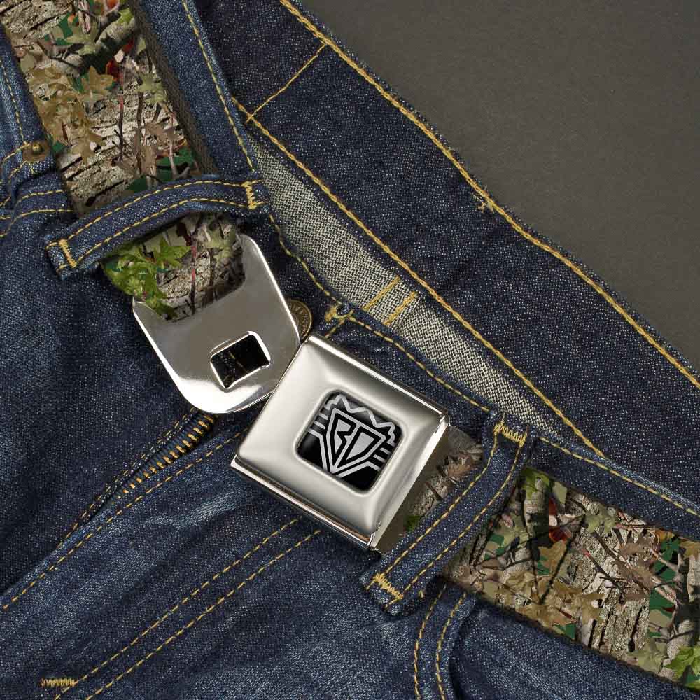 BD Wings Logo CLOSE-UP Full Color Black Silver Seatbelt Belt - Hunting Camo Webbing Seatbelt Belts Buckle-Down
