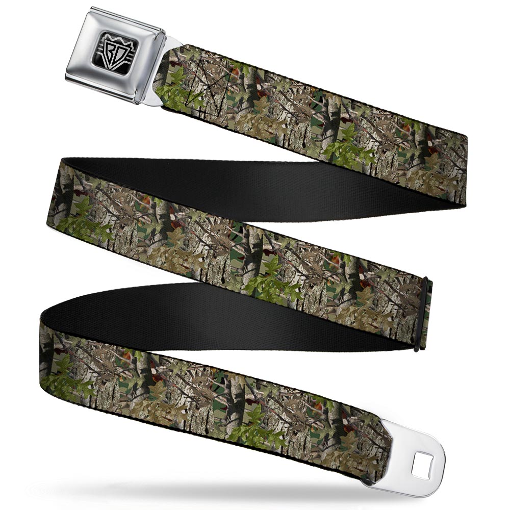 BD Wings Logo CLOSE-UP Full Color Black Silver Seatbelt Belt - Hunting Camo Webbing Seatbelt Belts Buckle-Down