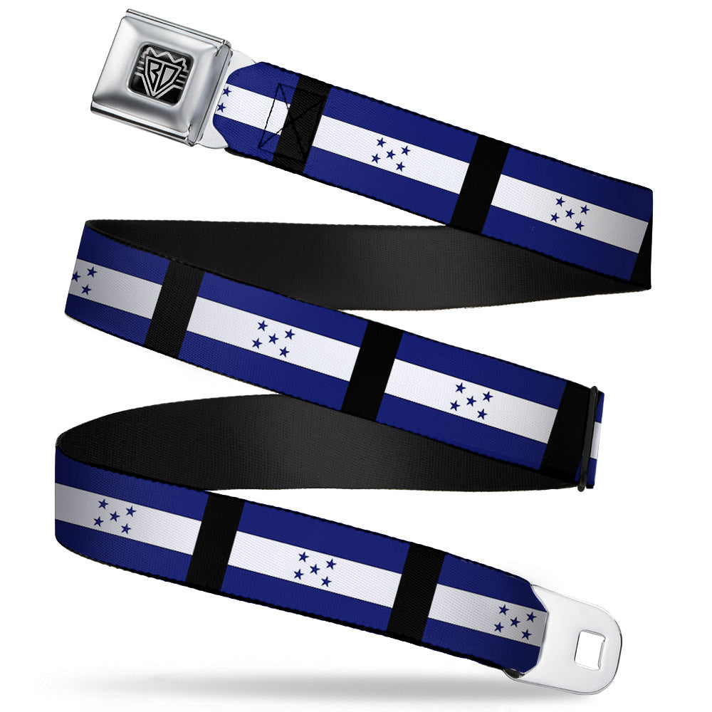 BD Wings Logo CLOSE-UP Full Color Black Silver Seatbelt Belt - Honduras Flags Webbing Seatbelt Belts Buckle-Down