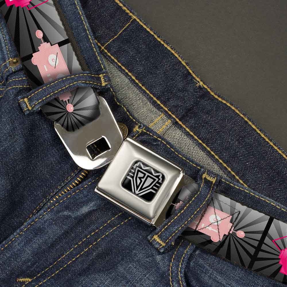 BD Wings Logo CLOSE-UP Full Color Black Silver Seatbelt Belt - Hot Beat Bot Pink Webbing Seatbelt Belts Buckle-Down