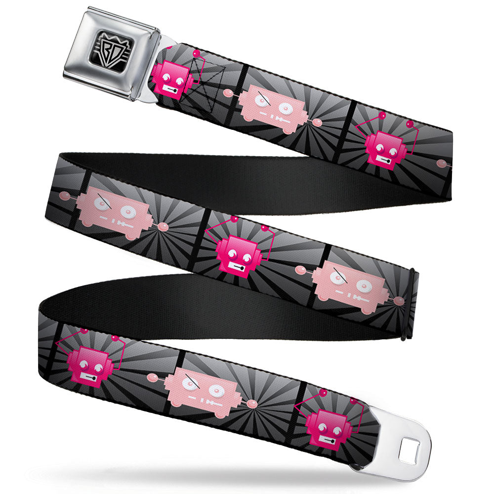 BD Wings Logo CLOSE-UP Full Color Black Silver Seatbelt Belt - Hot Beat Bot Pink Webbing Seatbelt Belts Buckle-Down