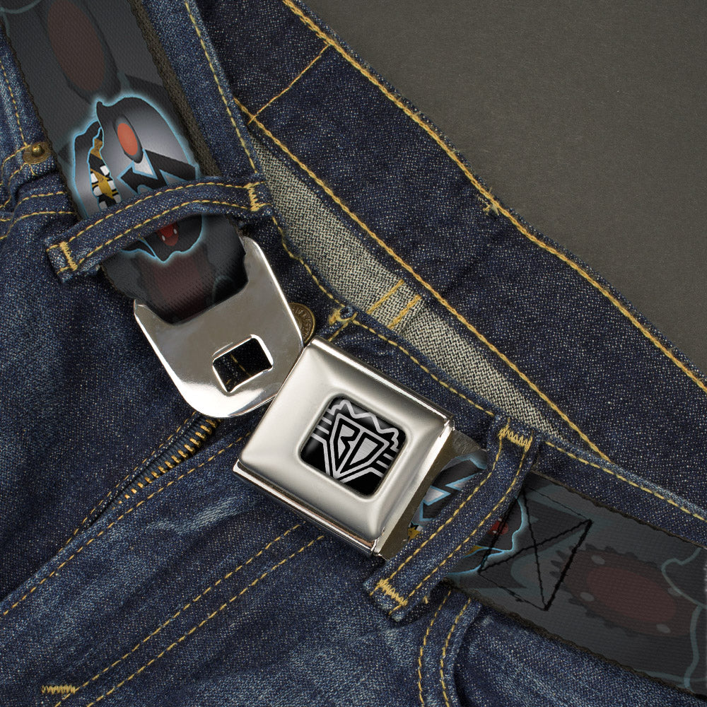 BD Wings Logo CLOSE-UP Full Color Black Silver Seatbelt Belt - High Voltage Skull Webbing Seatbelt Belts Buckle-Down
