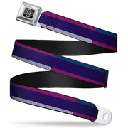 BD Wings Logo CLOSE-UP Full Color Black Silver Seatbelt Belt - Hash Mark Stripe Navy/Turquoise/Fuchsia/White Webbing Seatbelt Belts Buckle-Down
