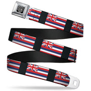 BD Wings Logo CLOSE-UP Full Color Black Silver Seatbelt Belt - Hawaii Flags Webbing Seatbelt Belts Buckle-Down