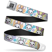 BD Wings Logo CLOSE-UP Full Color Black Silver Seatbelt Belt - Happy/Sad Bunnies & Stars White/Pastel Webbing Seatbelt Belts Buckle-Down