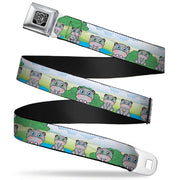 BD Wings Logo CLOSE-UP Full Color Black Silver Seatbelt Belt - Hippo Cartoon Webbing Seatbelt Belts Buckle-Down