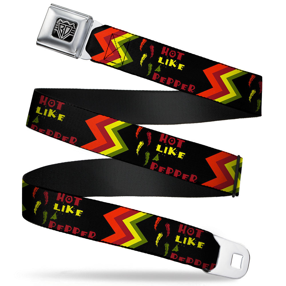 BD Wings Logo CLOSE-UP Full Color Black Silver Seatbelt Belt - Hot Like A Pepper Webbing Seatbelt Belts Buckle-Down