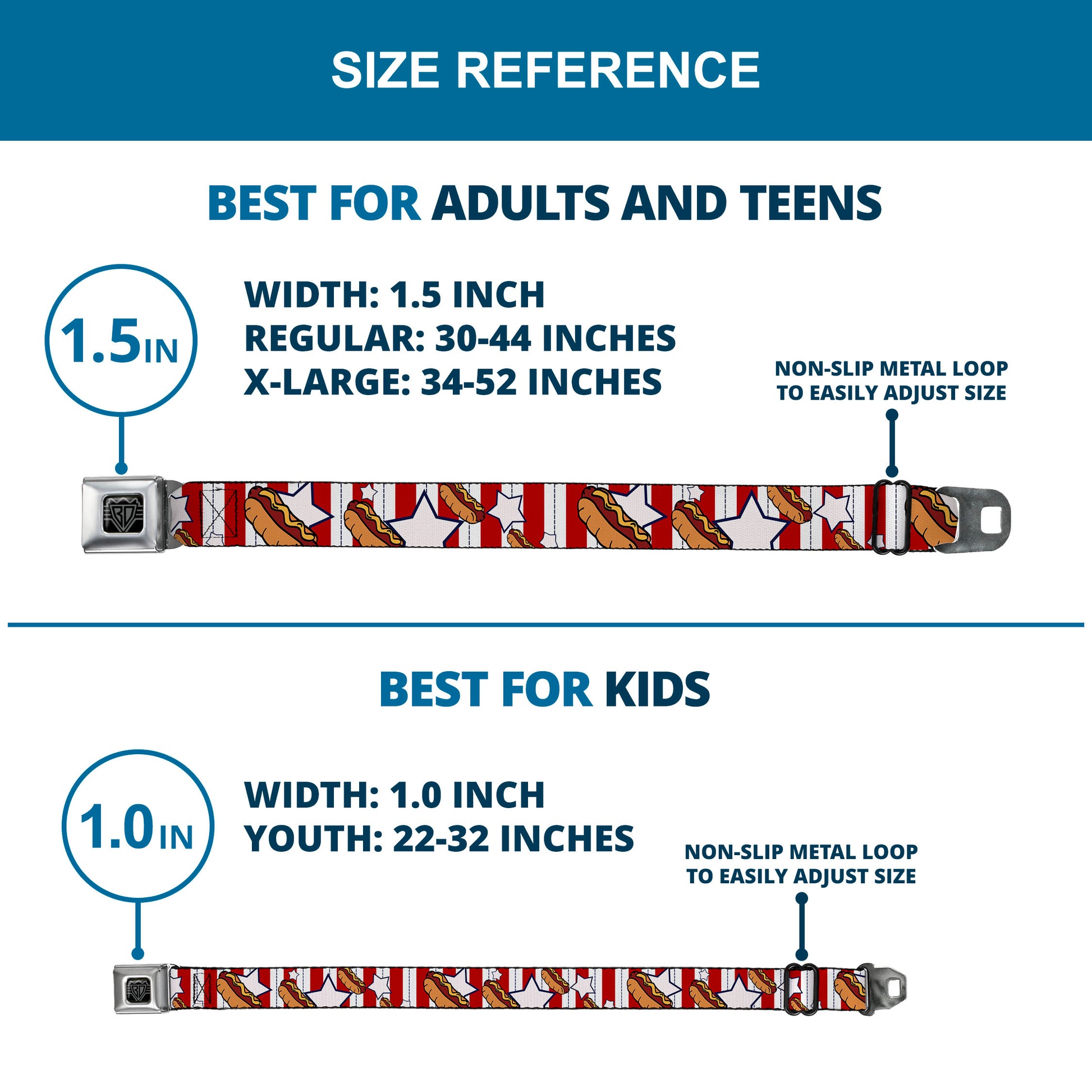 BD Wings Logo CLOSE-UP Full Color Black Silver Seatbelt Belt - Hot Dogs Webbing Seatbelt Belts Buckle-Down