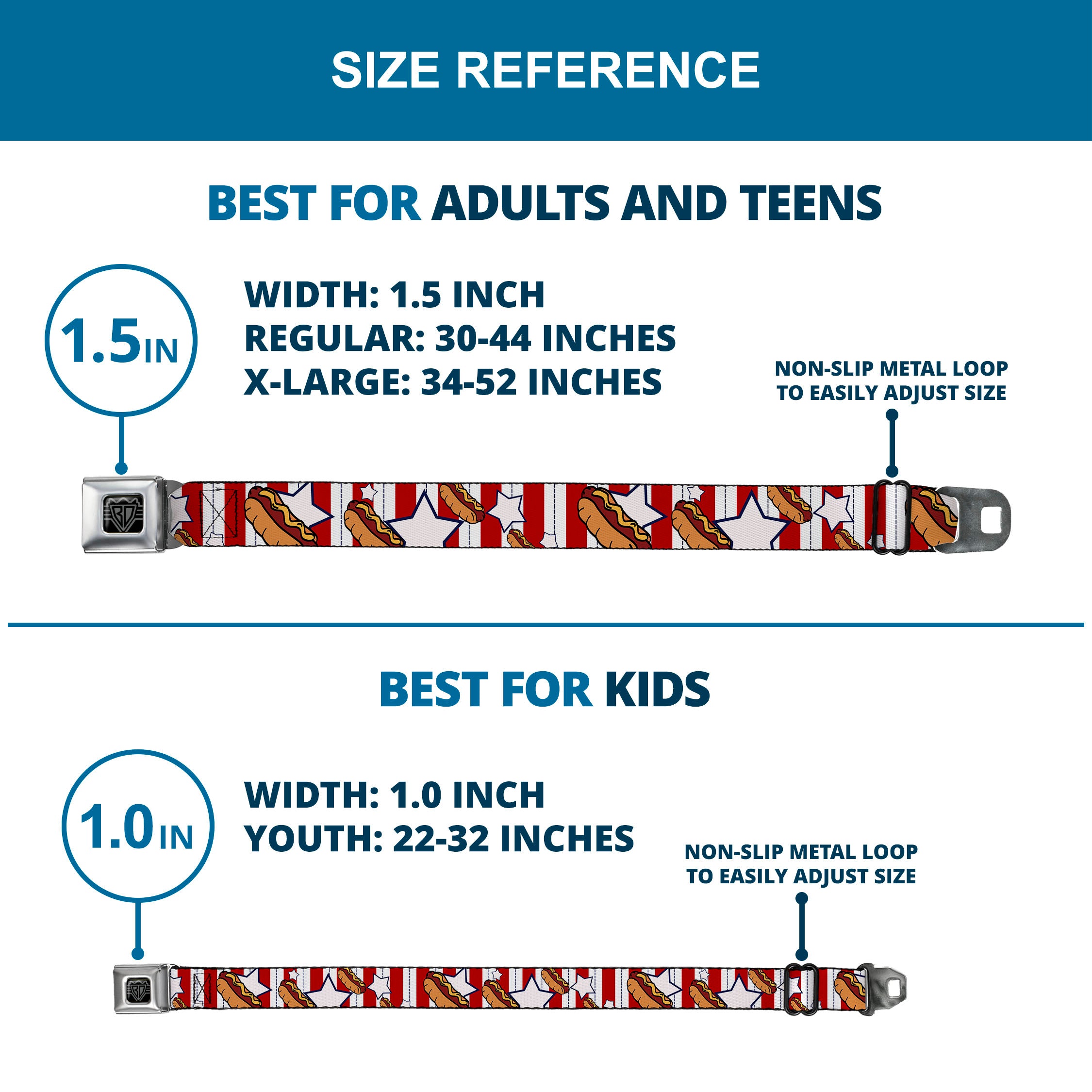 BD Wings Logo CLOSE-UP Full Color Black Silver Seatbelt Belt - Hot Dogs Webbing Seatbelt Belts Buckle-Down