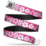 BD Wings Logo CLOSE-UP Full Color Black Silver Seatbelt Belt - Hibiscus Neon Pink/White Webbing Seatbelt Belts Buckle-Down