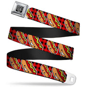 BD Wings Logo CLOSE-UP Full Color Black Silver Seatbelt Belt - Hot Dogs/Buffalo Plaid Black/Red Webbing Seatbelt Belts Buckle-Down
