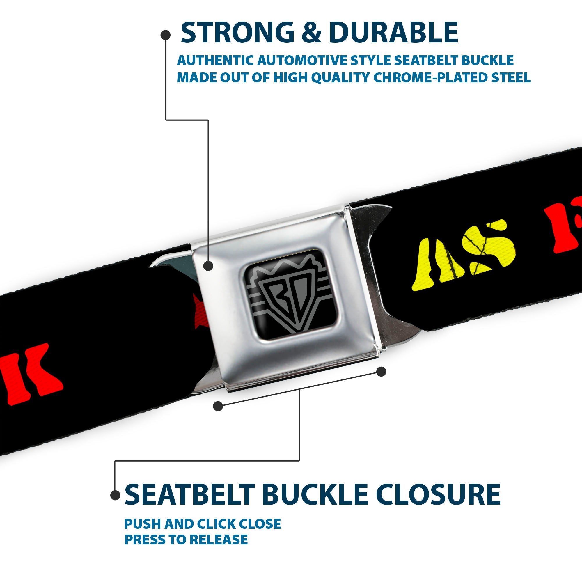 Seatbelt Belt - HIGH AS F**K Black/Green/Yellow/Red Seatbelt Belts Buckle-Down