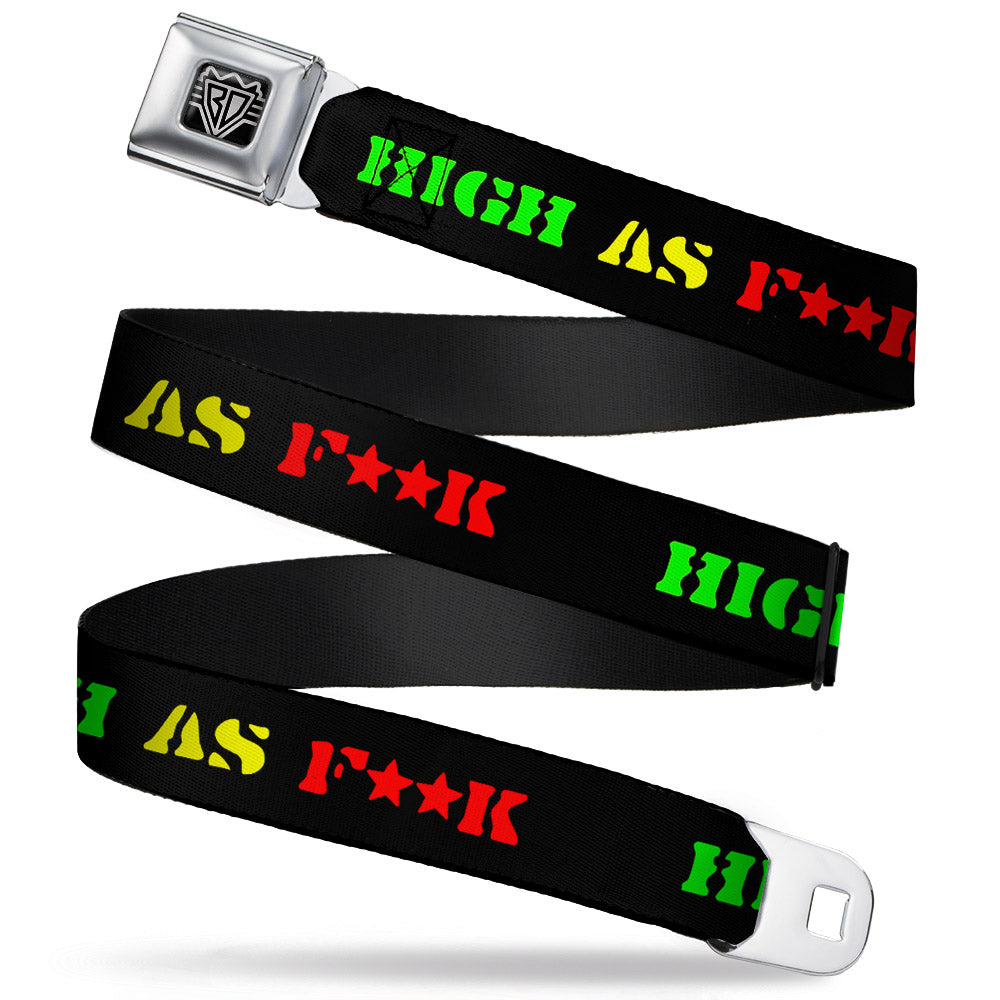 Seatbelt Belt - HIGH AS F**K Black/Green/Yellow/Red Seatbelt Belts Buckle-Down