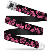 BD Wings Logo CLOSE-UP Full Color Black Silver Seatbelt Belt - Hibiscus Weathered Black/Pink Webbing Seatbelt Belts Buckle-Down