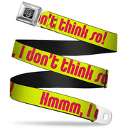 BD Wings Logo CLOSE-UP Full Color Black Silver Seatbelt Belt - HMMM, I DON'T THINK SO! Yellow/Pink Webbing Seatbelt Belts Buckle-Down