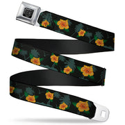 BD Wings Logo CLOSE-UP Full Color Black Silver Seatbelt Belt - Hibiscus Flowers/Palm Trees Black/Green/Orange Webbing Seatbelt Belts Buckle-Down