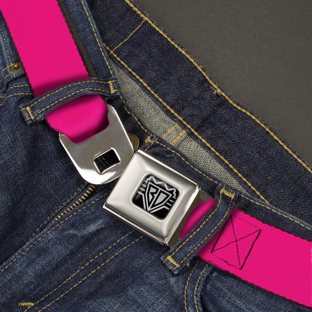 BD Wings Logo CLOSE-UP Full Color Black Silver Seatbelt Belt - Hot Pink PMS 219 Webbing Seatbelt Belts Buckle-Down