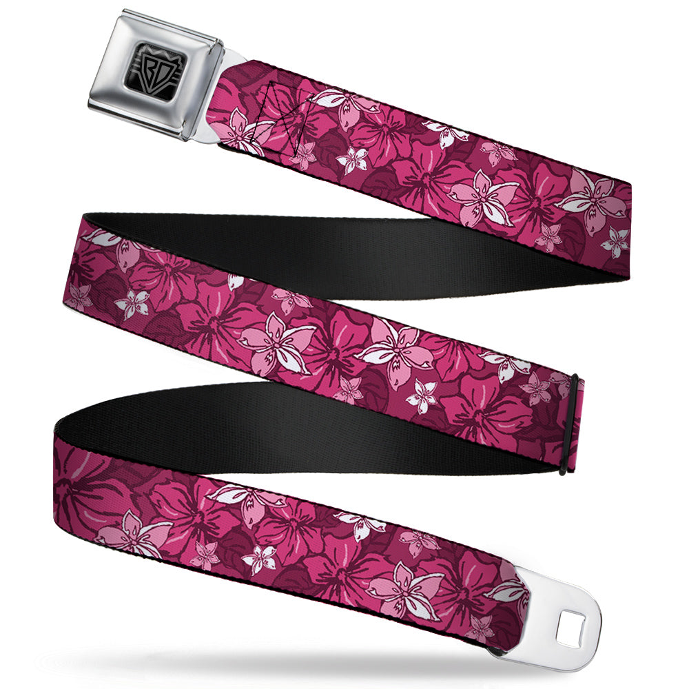BD Wings Logo CLOSE-UP Full Color Black Silver Seatbelt Belt - Hibiscus Collage Pink Shades Webbing Seatbelt Belts Buckle-Down