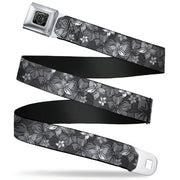 BD Wings Logo CLOSE-UP Full Color Black Silver Seatbelt Belt - Hibiscus Collage Gray Shades Webbing Seatbelt Belts Buckle-Down