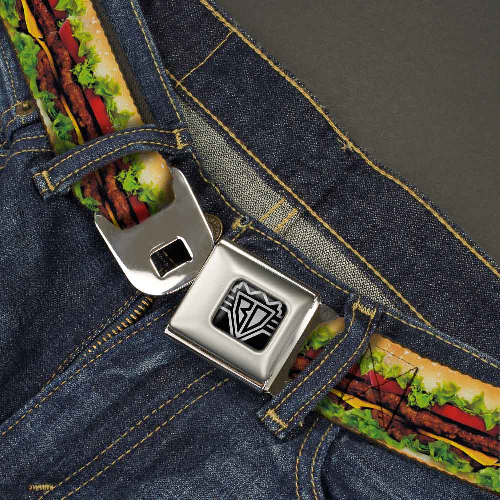 BD Wings Logo CLOSE-UP Full Color Black Silver Seatbelt Belt - Hamburger Vivid Webbing Seatbelt Belts Buckle-Down