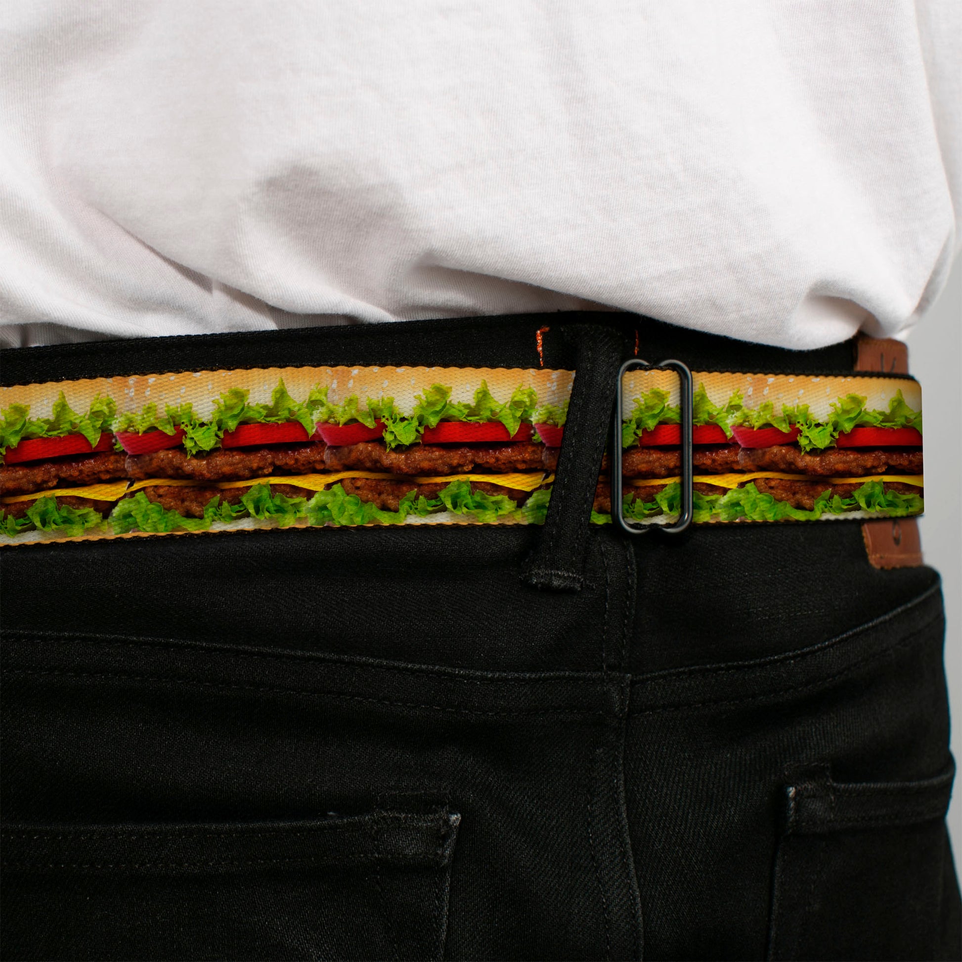 BD Wings Logo CLOSE-UP Full Color Black Silver Seatbelt Belt - Hamburger Vivid Webbing Seatbelt Belts Buckle-Down
