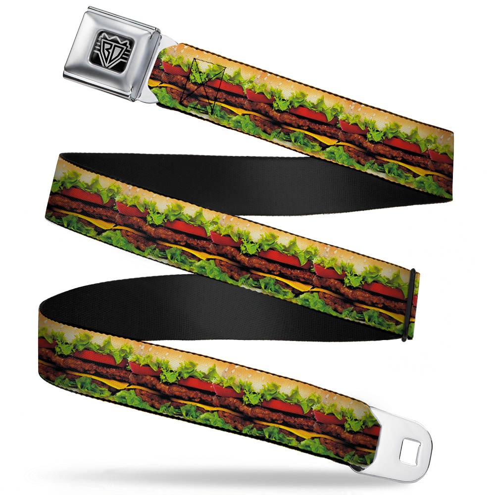 BD Wings Logo CLOSE-UP Full Color Black Silver Seatbelt Belt - Hamburger Vivid Webbing Seatbelt Belts Buckle-Down