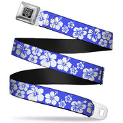 BD Wings Logo CLOSE-UP Full Color Black Silver Seatbelt Belt - Hibiscus Blue/White Webbing Seatbelt Belts Buckle-Down