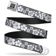 BD Wings Logo CLOSE-UP Full Color Black Silver Seatbelt Belt - Hibiscus Gray/White Webbing Seatbelt Belts Buckle-Down