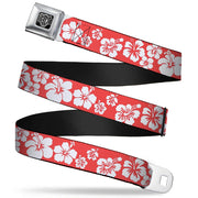 BD Wings Logo CLOSE-UP Full Color Black Silver Seatbelt Belt - Hibiscus Light Red/White Webbing Seatbelt Belts Buckle-Down