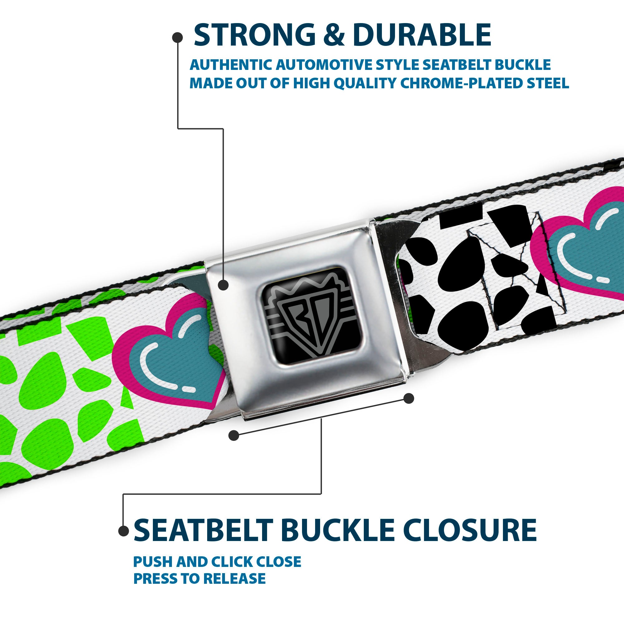 BD Wings Logo CLOSE-UP Full Color Black Silver Seatbelt Belt - Icons & Patterns 1 Webbing Seatbelt Belts Buckle-Down