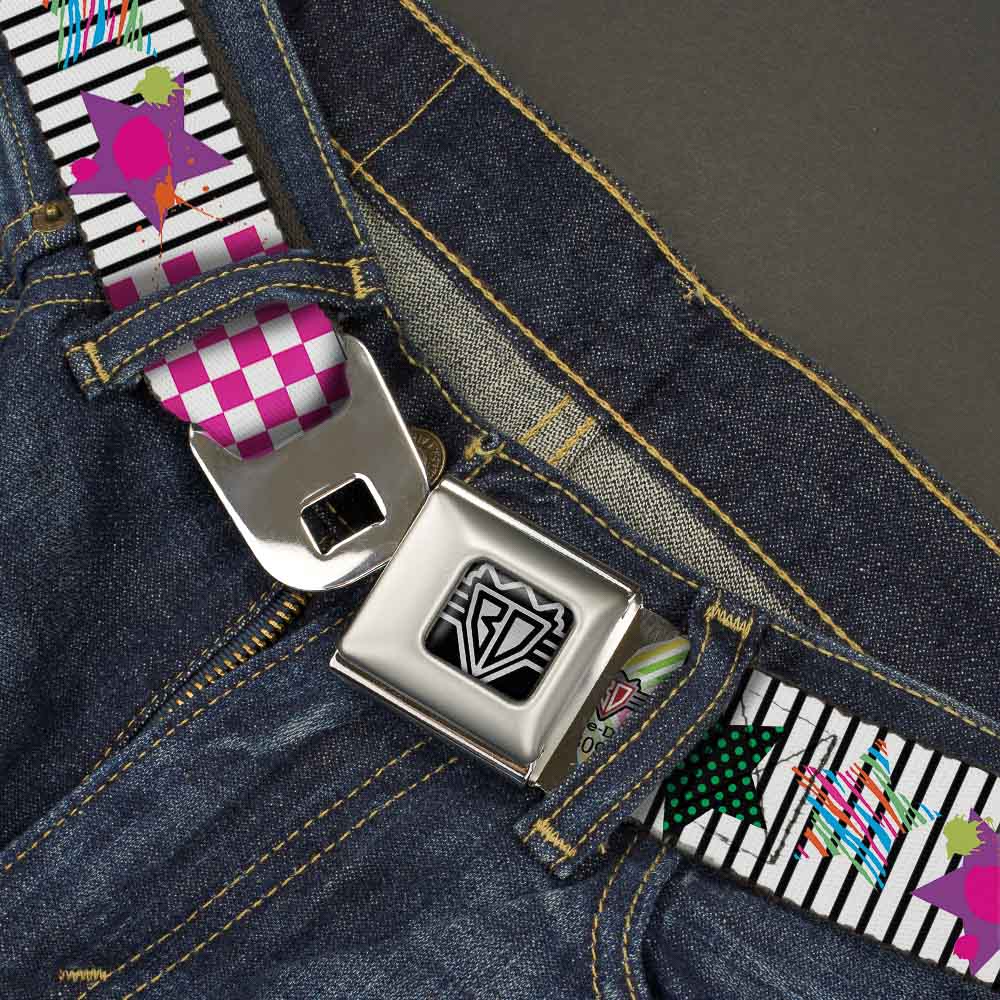 BD Wings Logo CLOSE-UP Full Color Black Silver Seatbelt Belt - Icons & Patterns 2 Webbing Seatbelt Belts Buckle-Down