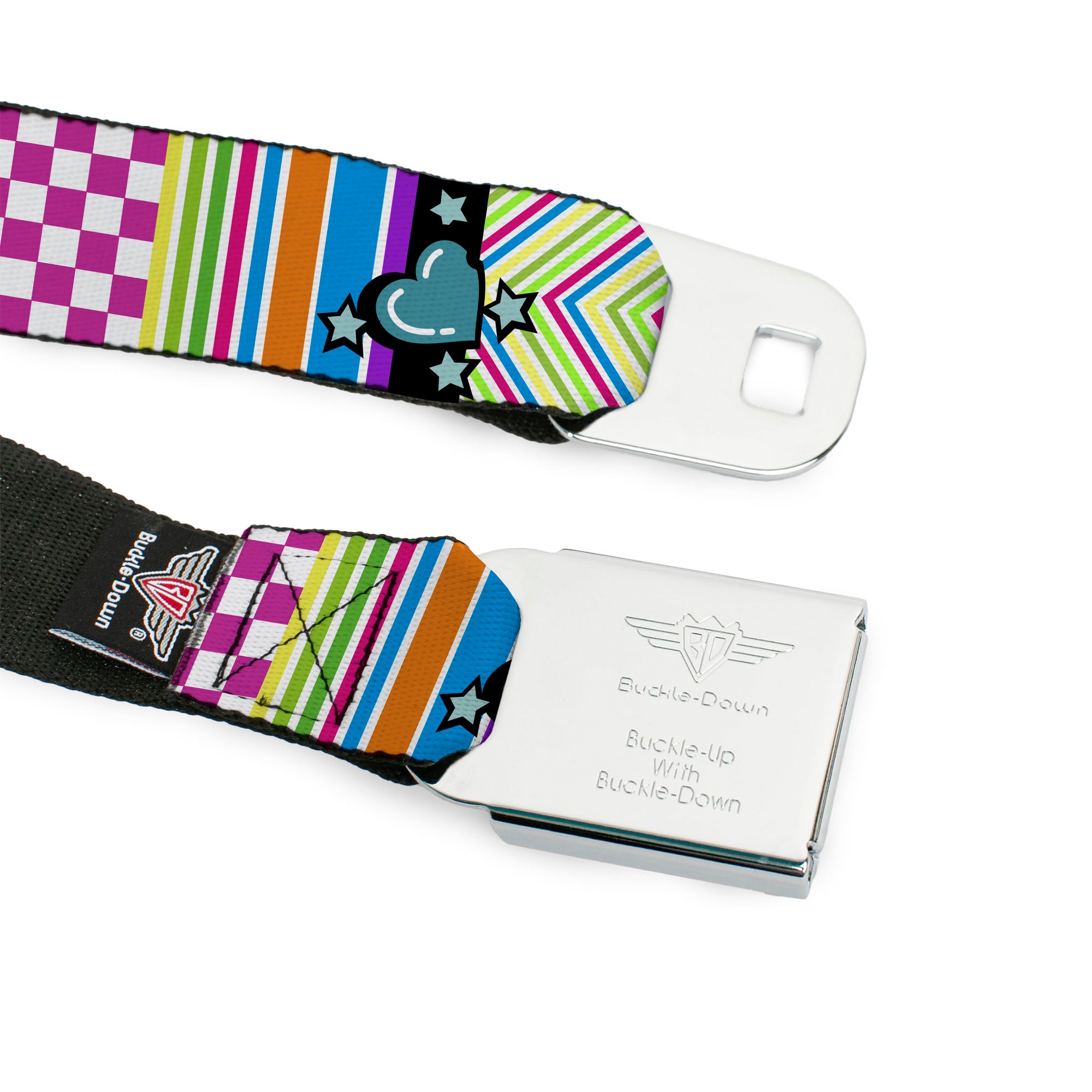 BD Wings Logo CLOSE-UP Full Color Black Silver Seatbelt Belt - Icons & Patterns 2 Webbing Seatbelt Belts Buckle-Down