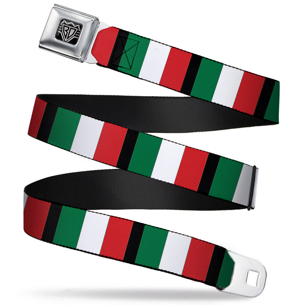 BD Wings Logo CLOSE-UP Full Color Black Silver Seatbelt Belt - Italy Flags Webbing Seatbelt Belts Buckle-Down