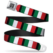 BD Wings Logo CLOSE-UP Full Color Black Silver Seatbelt Belt - Italy Flags Webbing Seatbelt Belts Buckle-Down