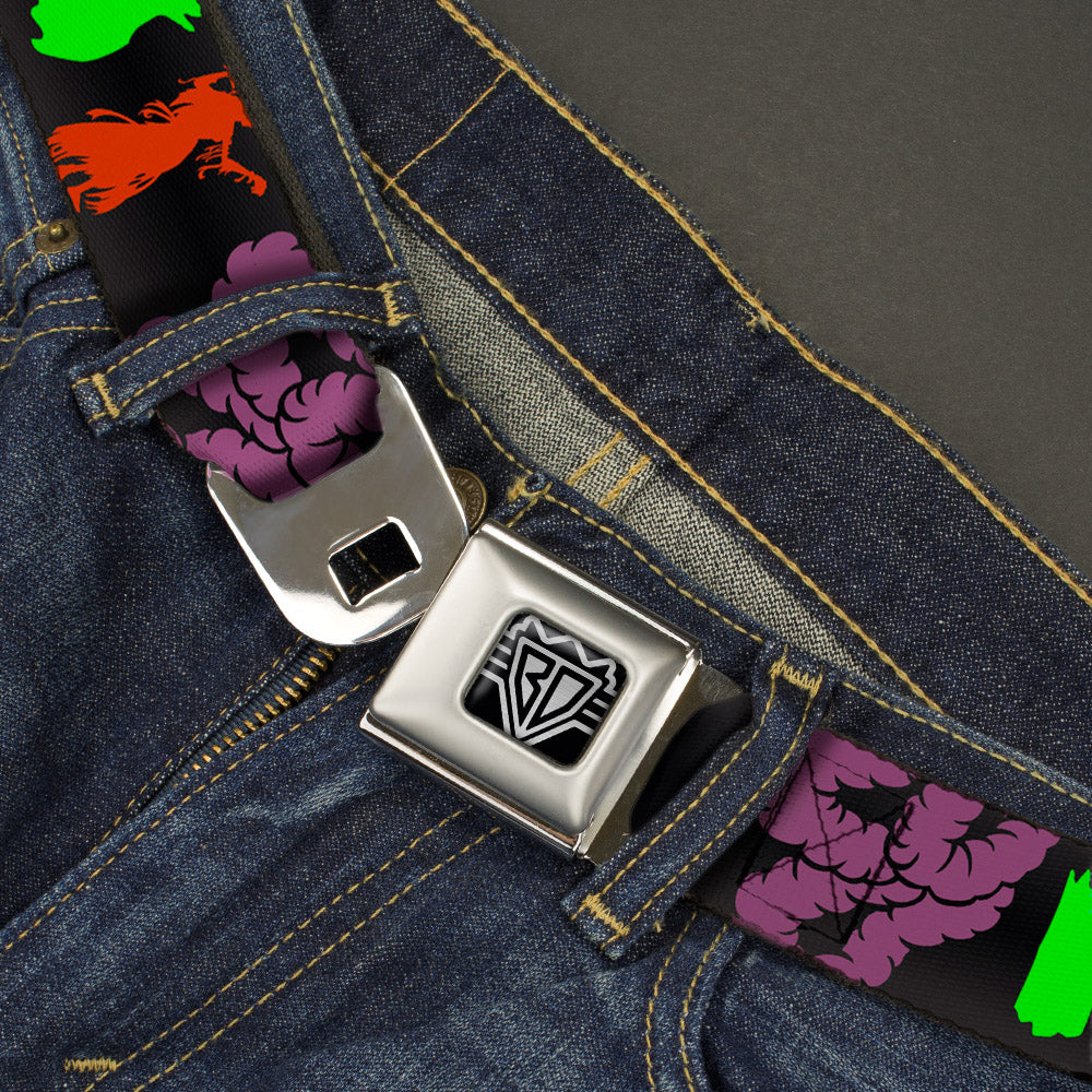 BD Wings Logo CLOSE-UP Full Color Black Silver Seatbelt Belt - I Heart Zombies Webbing Seatbelt Belts Buckle-Down