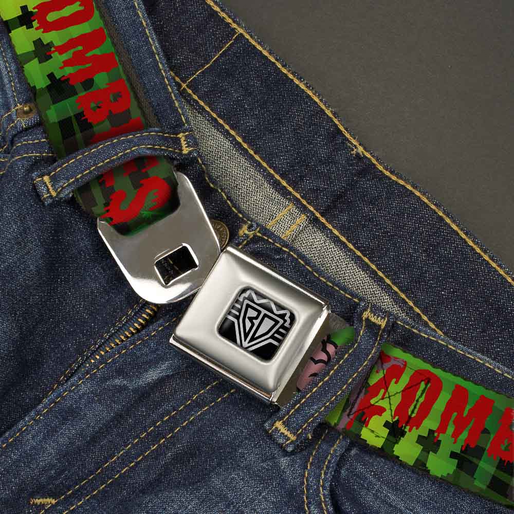 BD Wings Logo CLOSE-UP Full Color Black Silver Seatbelt Belt - I "Brain" ZOMBIES Webbing Seatbelt Belts Buckle-Down