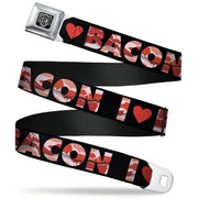 BD Wings Logo CLOSE-UP Full Color Black Silver Seatbelt Belt - I "Heart" BACON Black/Bacon Webbing Seatbelt Belts Buckle-Down