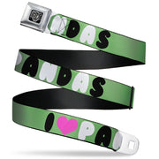 BD Wings Logo CLOSE-UP Full Color Black Silver Seatbelt Belt - I "Heart" PANDAS Green/White/Black/Pink Webbing Seatbelt Belts Buckle-Down