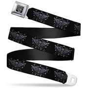 BD Wings Logo CLOSE-UP Full Color Black Silver Seatbelt Belt - I "Heart House Music" Webbing Seatbelt Belts Buckle-Down
