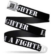 BD Wings Logo CLOSE-UP Full Color Black Silver Seatbelt Belt - I'M A FIGHTER Black/White Webbing Seatbelt Belts Buckle-Down