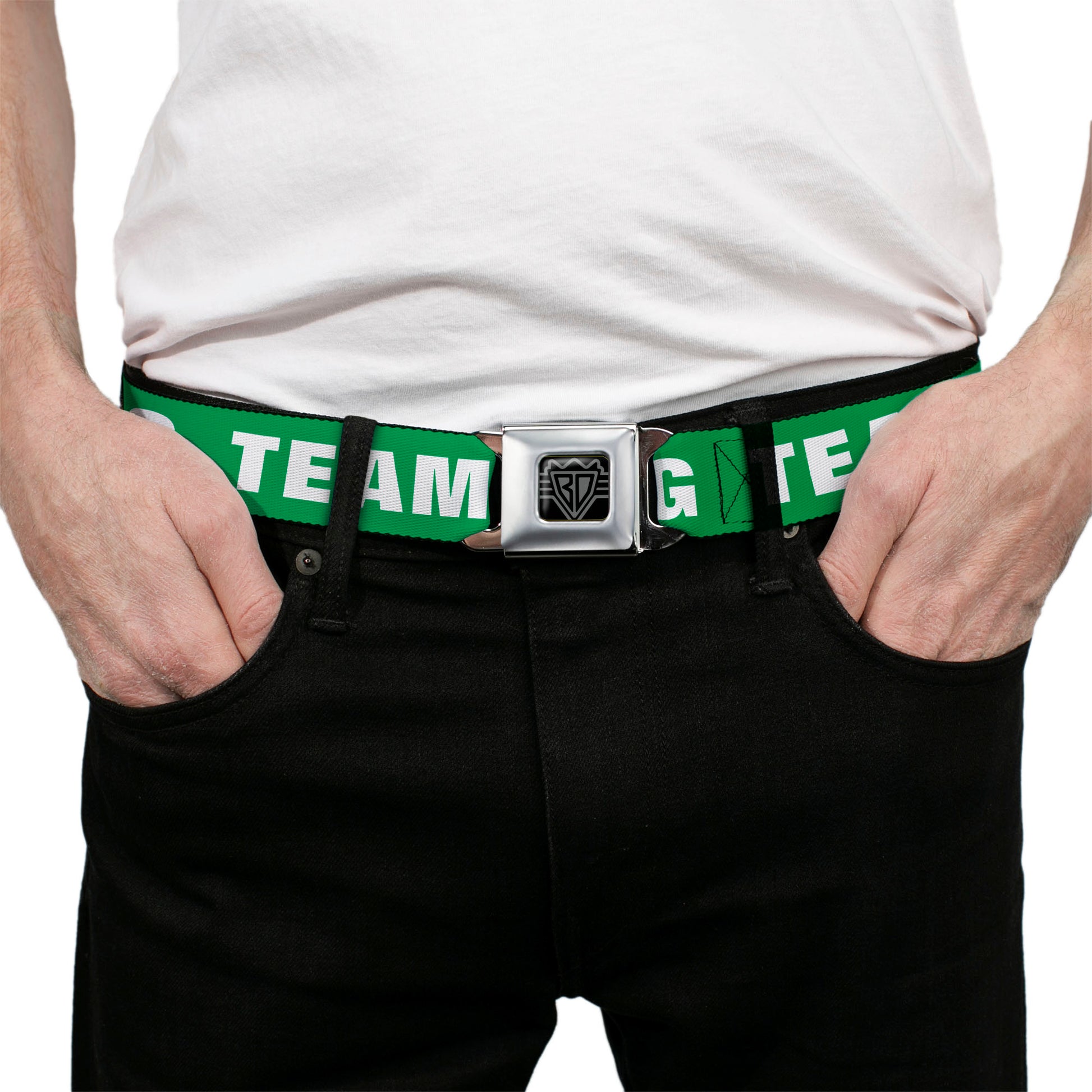Seatbelt Belt - IRISH DRINKING TEAM Green/White Seatbelt Belts Buckle-Down