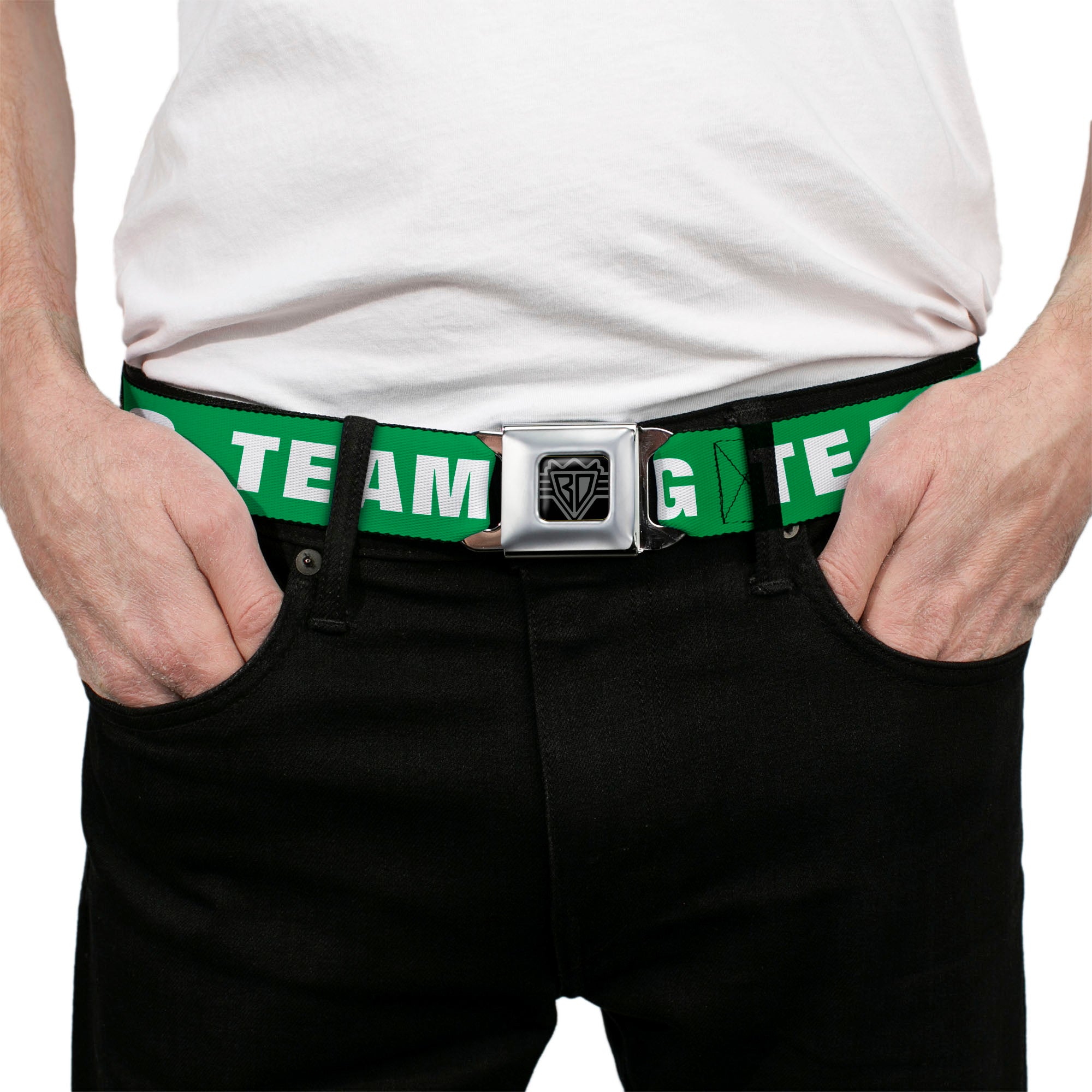 Seatbelt Belt - IRISH DRINKING TEAM Green/White Seatbelt Belts Buckle-Down
