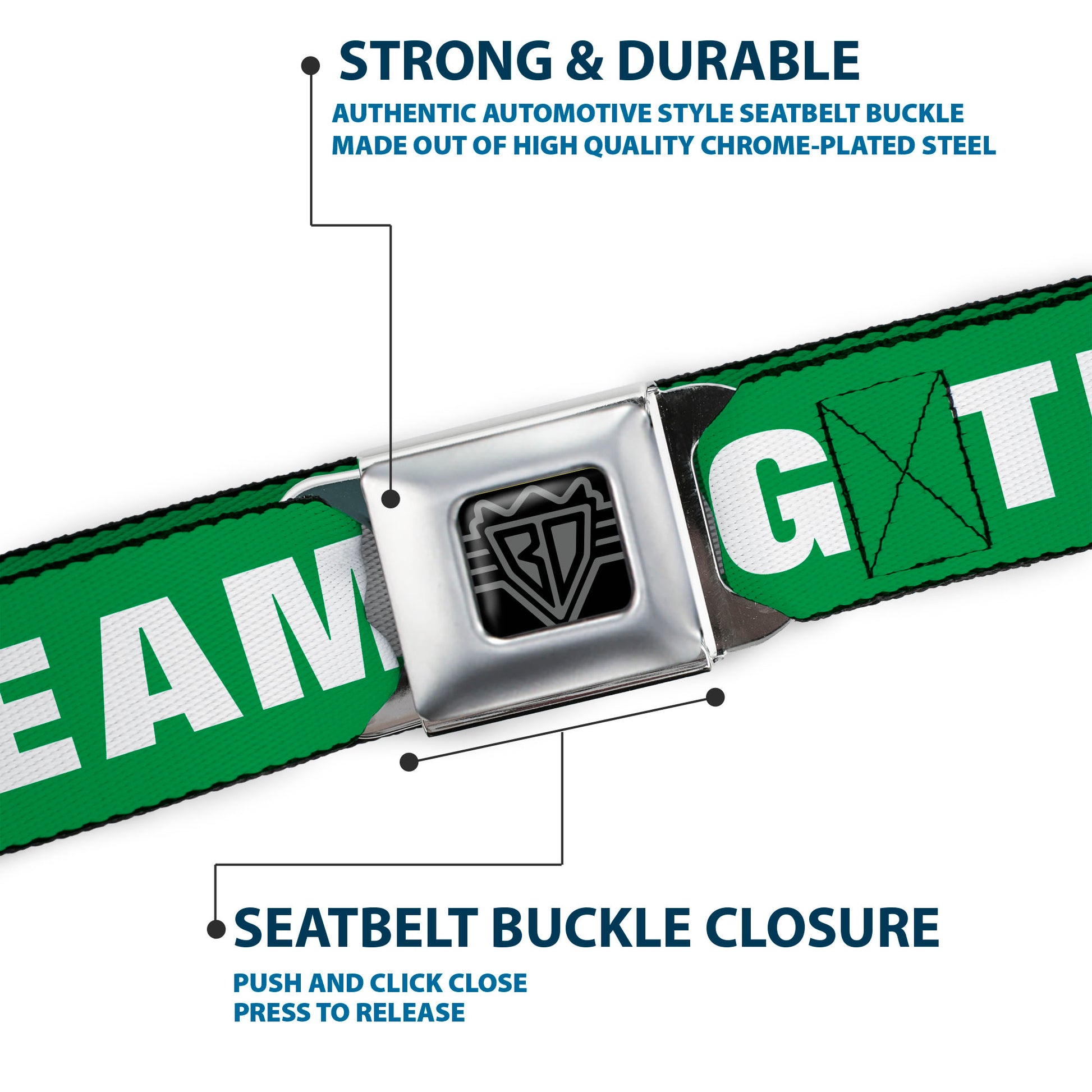 Seatbelt Belt - IRISH DRINKING TEAM Green/White Seatbelt Belts Buckle-Down