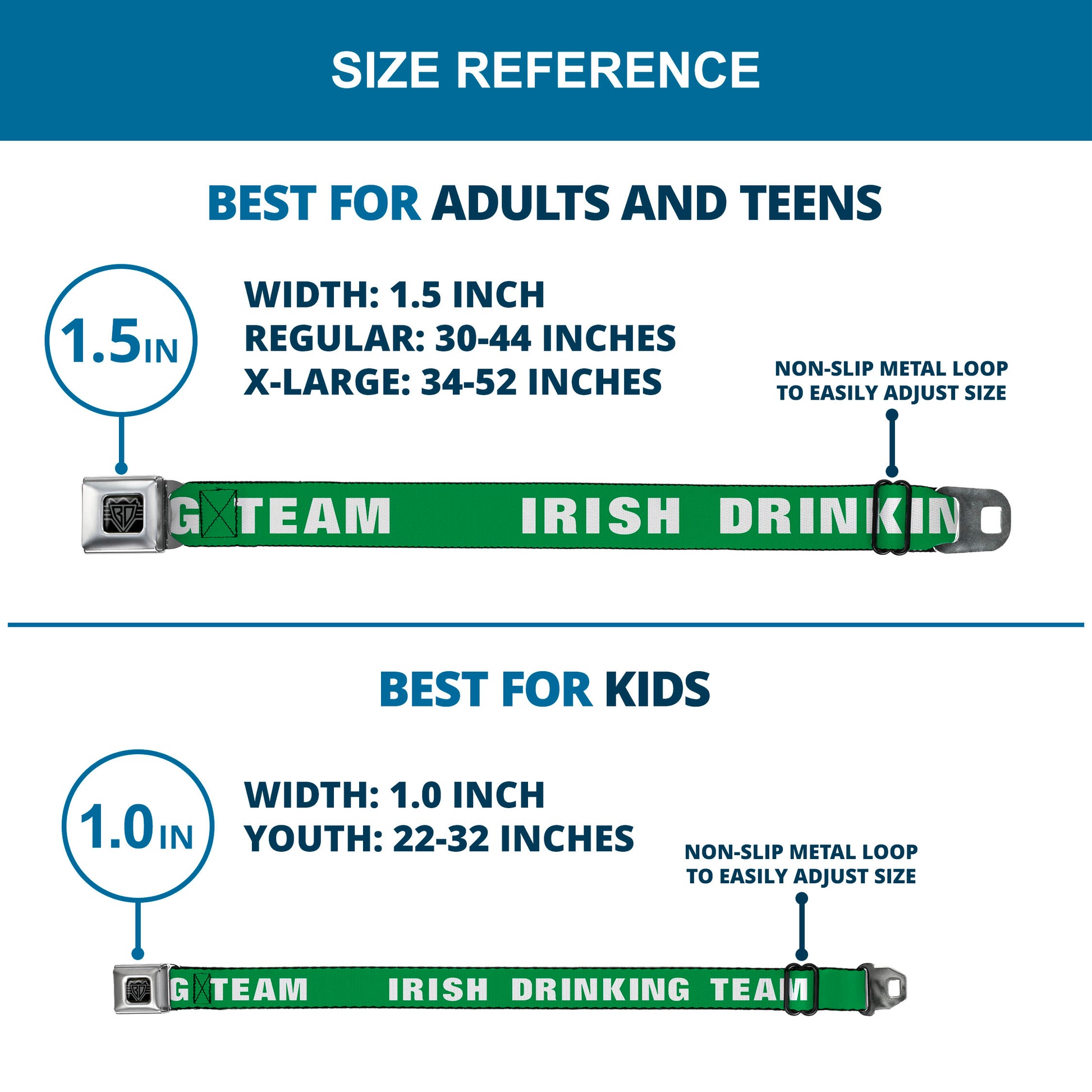 Seatbelt Belt - IRISH DRINKING TEAM Green/White Seatbelt Belts Buckle-Down