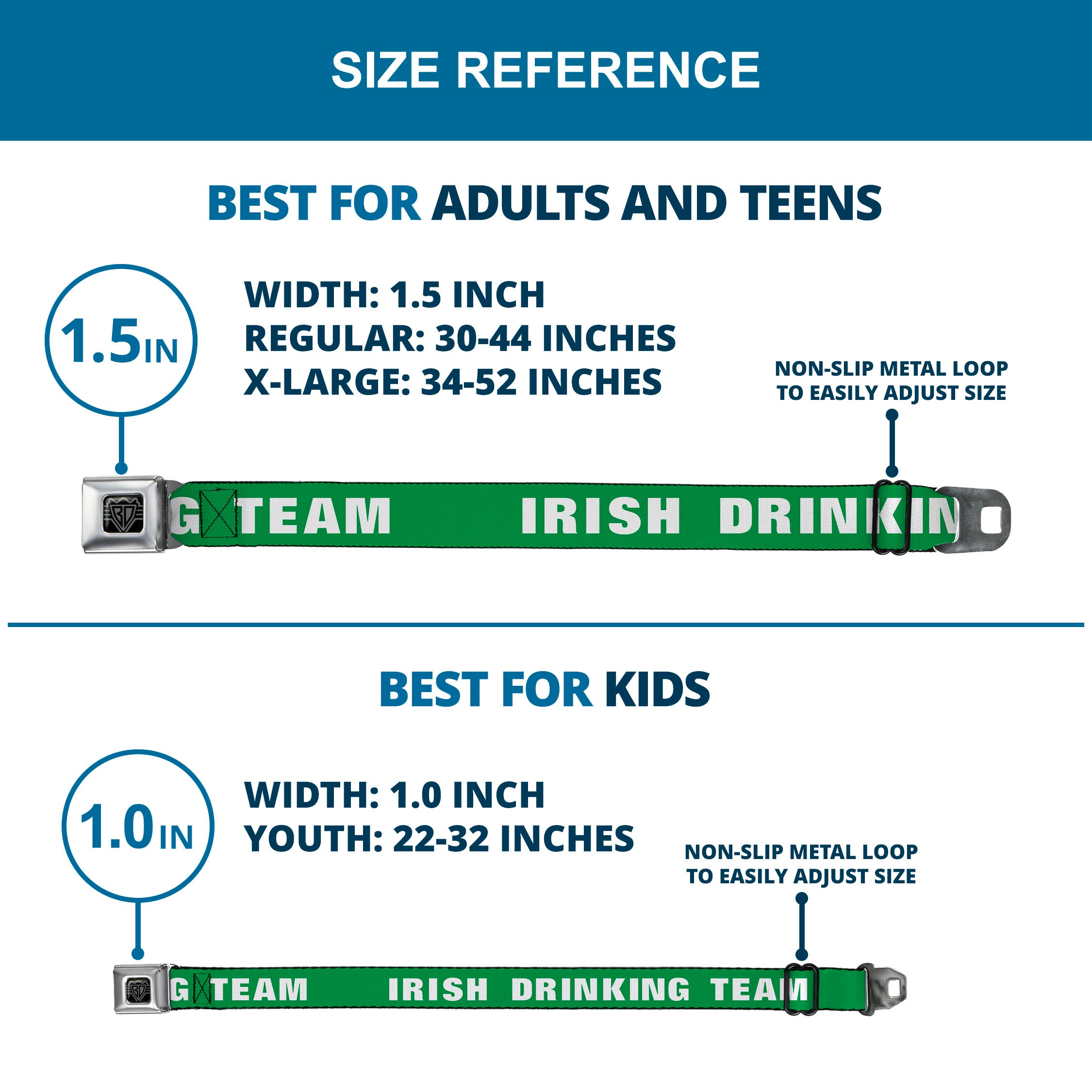 Seatbelt Belt - IRISH DRINKING TEAM Green/White Seatbelt Belts Buckle-Down