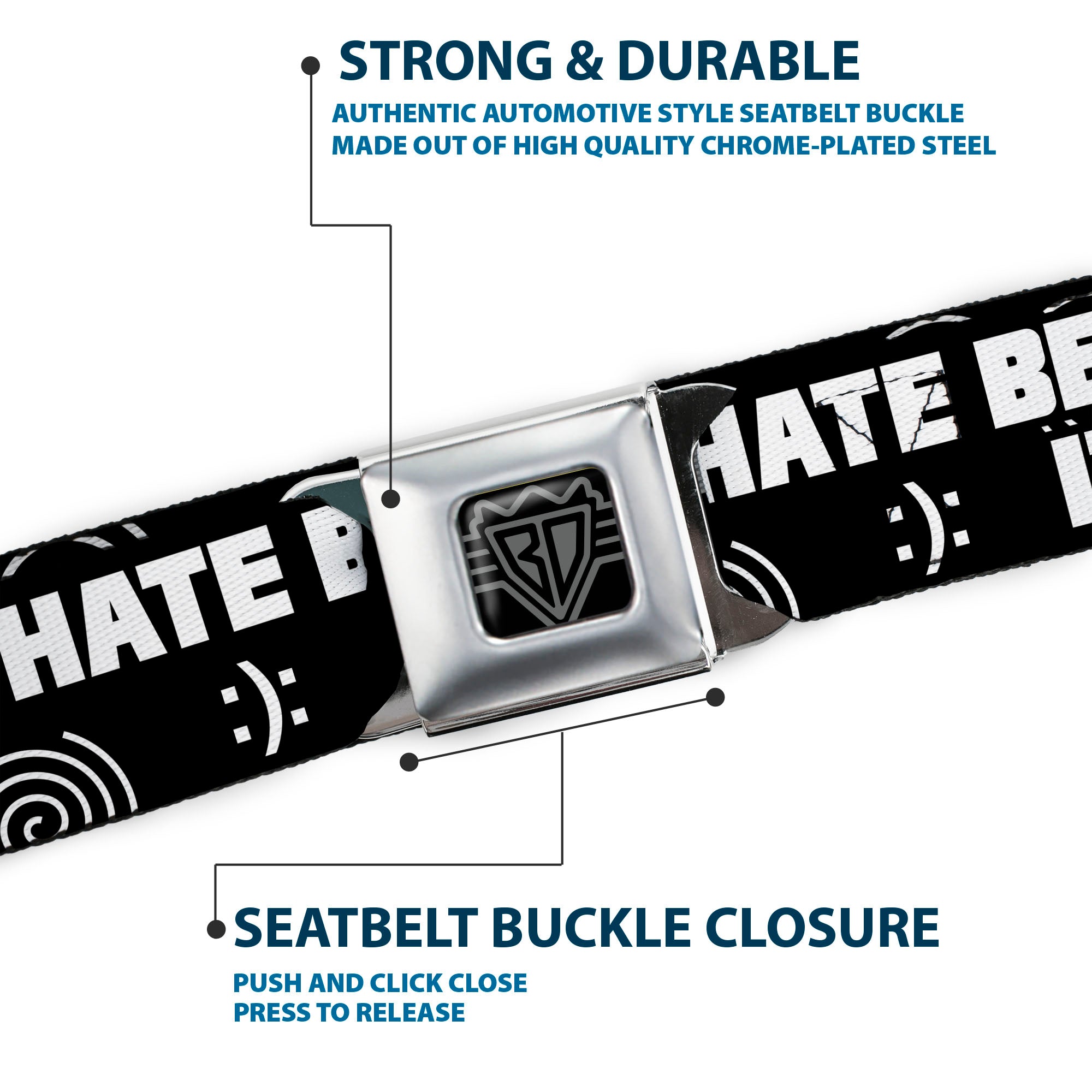 Seatbelt Belt - I HATE BEING BIPOLAR-IT'S AWESOME Black/White Seatbelt Belts Buckle-Down