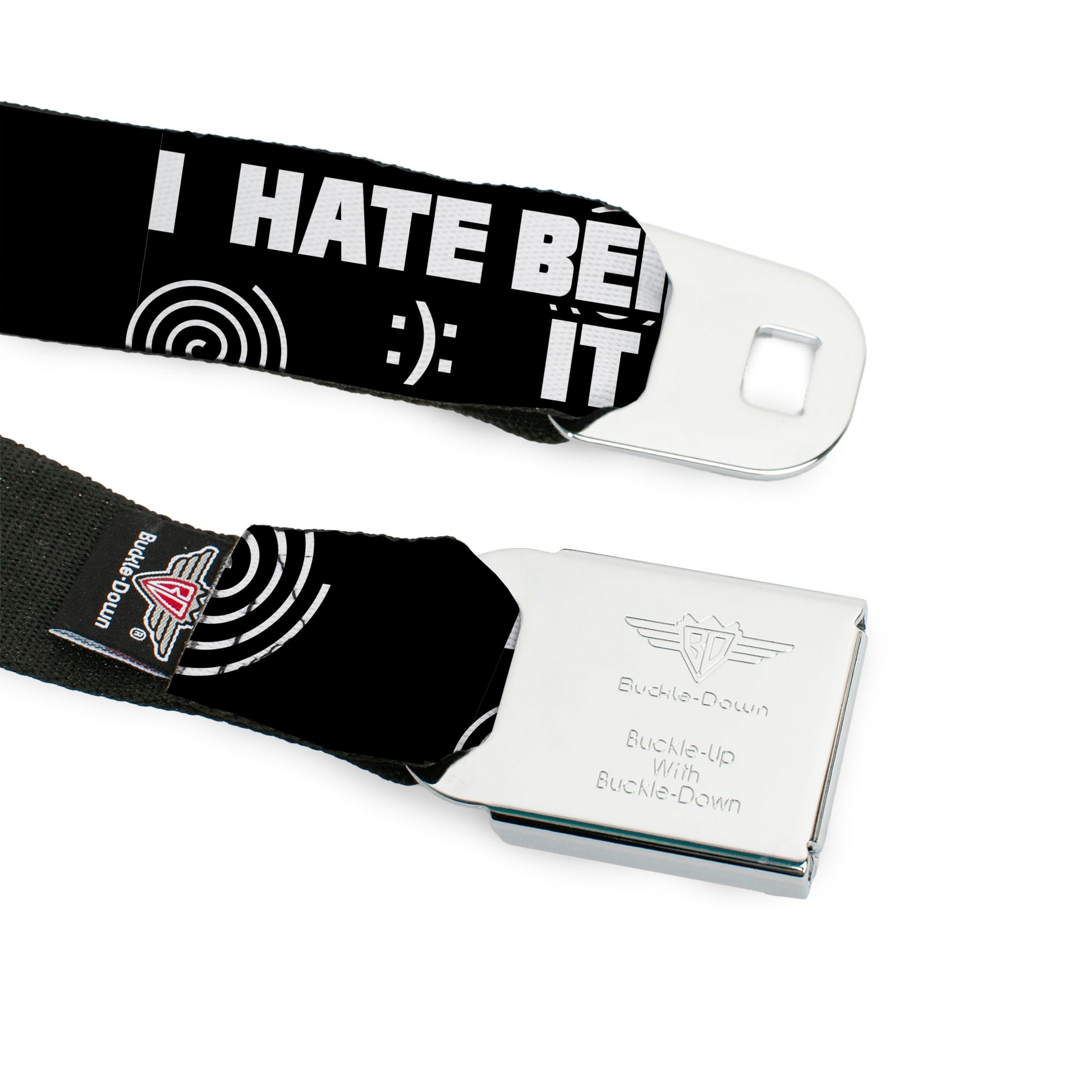 Seatbelt Belt - I HATE BEING BIPOLAR-IT'S AWESOME Black/White Seatbelt Belts Buckle-Down