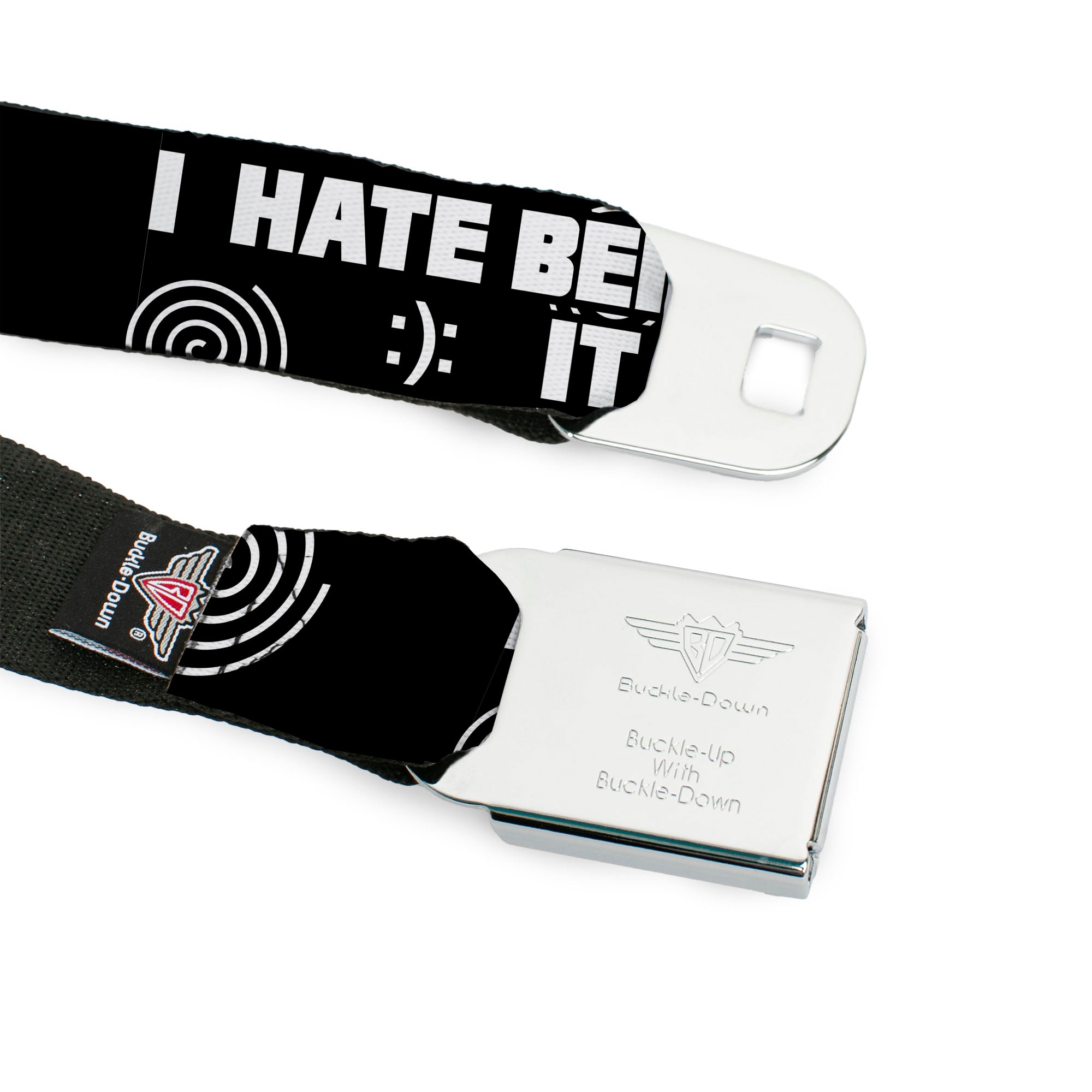 Seatbelt Belt - I HATE BEING BIPOLAR-IT'S AWESOME Black/White Seatbelt Belts Buckle-Down