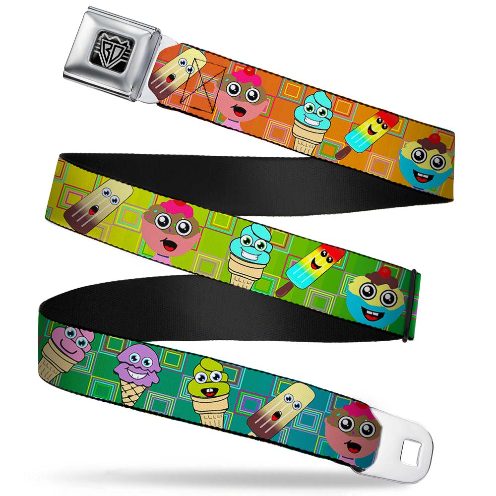 BD Wings Logo CLOSE-UP Full Color Black Silver Seatbelt Belt - Ice Cream Cone & Popsicle Expressions/Squares Multi Color Webbing Seatbelt Belts Buckle-Down