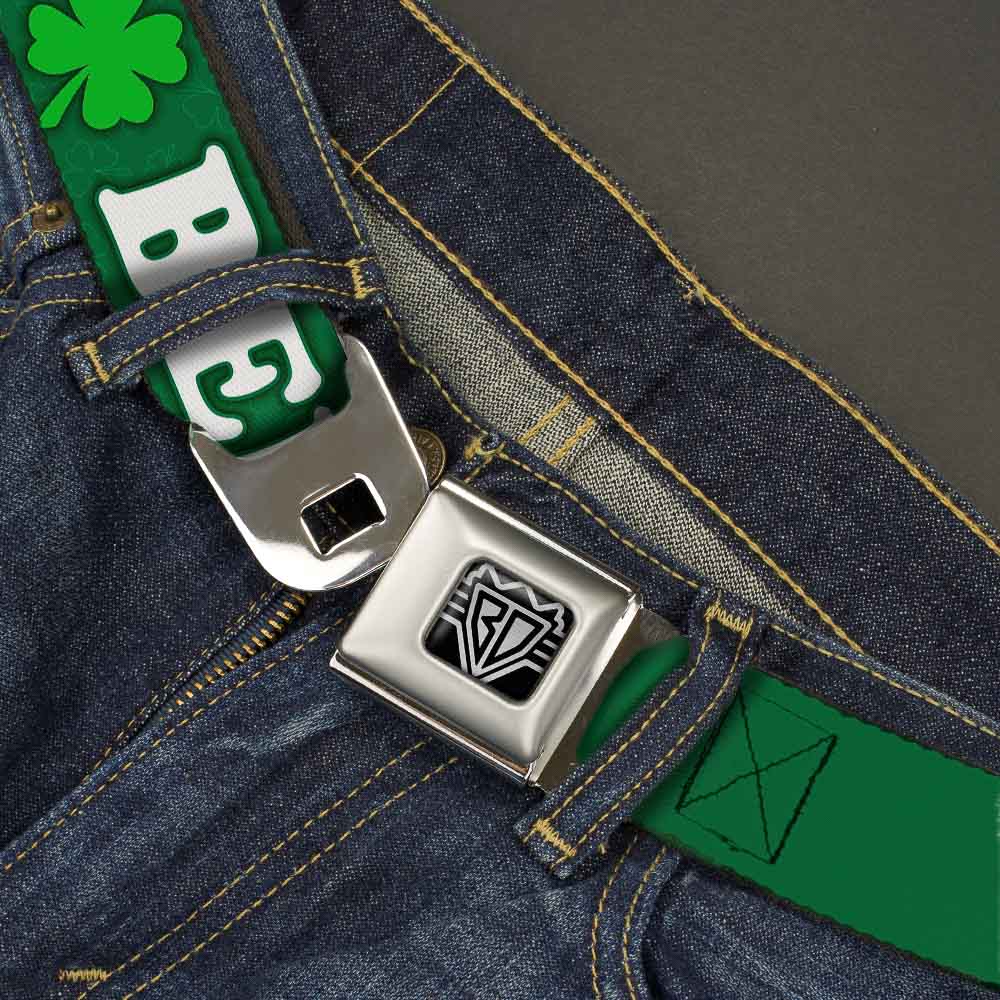Seatbelt Belt - I "Clover" BEER/Clover Outlines Greens/White Seatbelt Belts Buckle-Down